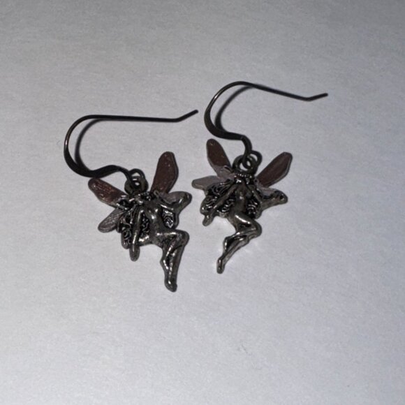 Painted Wing, Fairy Dangle Earrings - Picture 2 of 7